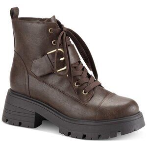 80$ Sun + Stone Lace Up Rickyy Combat Ankle Booties Size 8.5 US Choco Brown